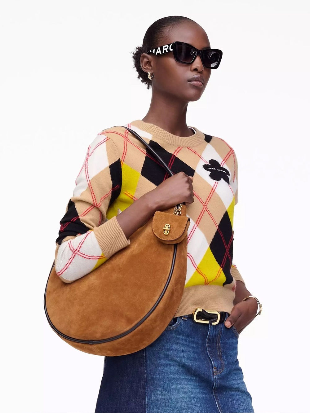 Marc Jacobs Large Hobo Suede Leather Shoulder Bag